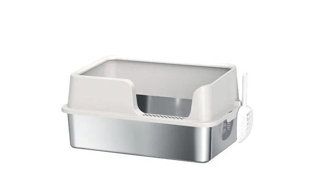 Pawhut Stainless Steel Litter Box With Detachable Rim - Easy Clean