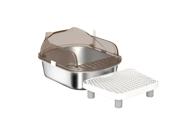 Pawhut Stainless Steel Litter Box With Lid - High Wall Sided Enclosure