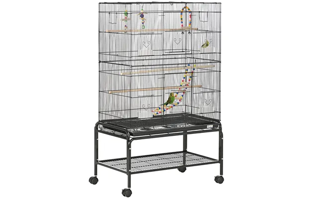 Pawhut Steel Budgie Cage 133cm High With Stand - Slide-out Tray