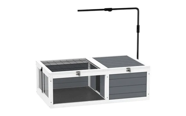 Pawhut Tortoise Table With Adjustable Lamp Holder, Wooden Tortoise House W Openable Lids, Pull-out Trays - Grey product image