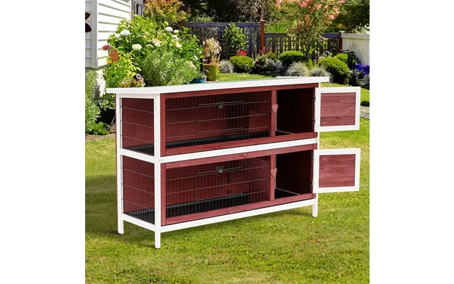 Pawhut Two-tier Rabbit Hutch - 136.4lx50wx93h Cm-brown White Aosom Uk