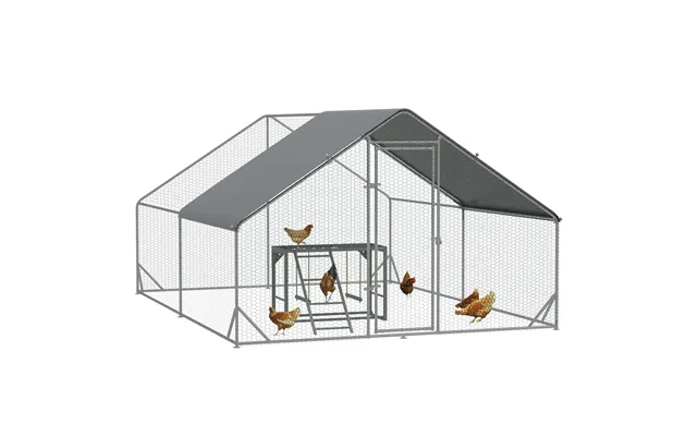 Pawhut Walk In Chicken Run With Chicken Activity Shelf And Cover - 3 X 4 X 2m