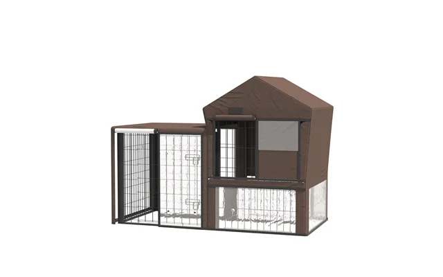 Pawhut Water-resistant Rabbit Hutch Cover Breathable Pets Cage Protector For Guinea Pigs - Chocolate Brown Aosom Uk