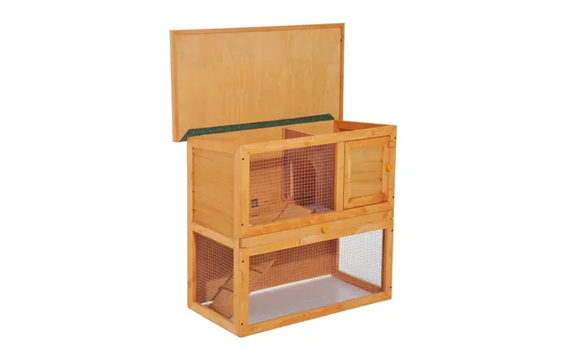Pawhut Wooden 90cm 2 Tiers Rabbit Hutch Aosom Uk