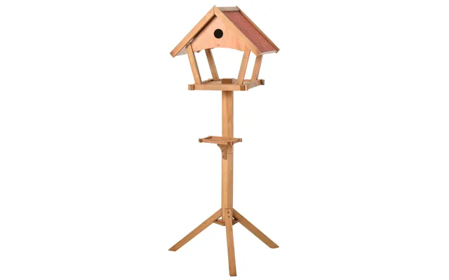 Pawhut Wooden Bird Feeder Table Freestanding For Garden Backyard Outside Decorative Pre-cut Weather Resistant Roof 49 X