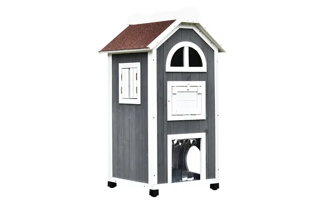 Pawhut Wooden Cat House - Weatherproof Pet Shelter
