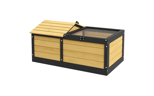 Pawhut Wooden Tortoise House, Small Pet Reptile Shelter, With Hide Den And Run - Yellow product image