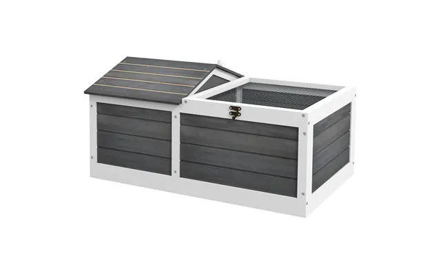 Pawhut Wooden Tortoise House Small Pet Reptile With Hide Shelter Den And Run - Openable Top
