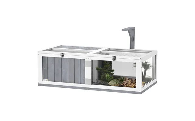 Pawhut Wooden Tortoise House With Lamp Holder - Clear Observation Window product image