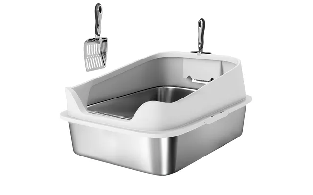 Pawhut Xl Stainless Steel Cat Litter Box With High Sides - Metal Scoop