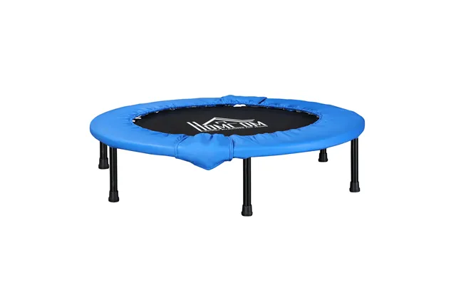 Soozier 96cm Foldable Mini Fitness Trampoline Home Gym Yoga Exercise Rebounder Indoor Outdoor Jumper W Safety Pad - Blue