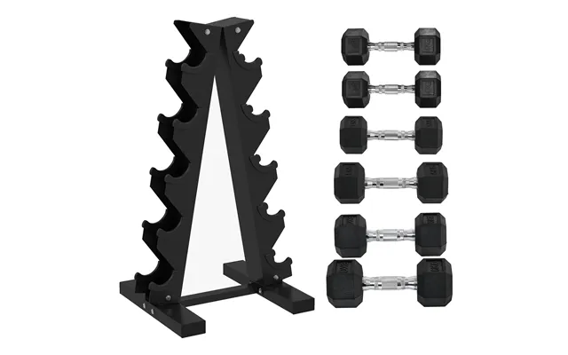 Sportnow 5-tier Dumbbell Rack With 6 Hexagonal Rubber Dumbbells 2x4kg - 2x5kg