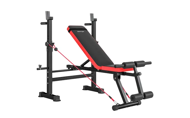 Sportnow Adjustable Weight Bench With Squat Rack And Dip Stand
