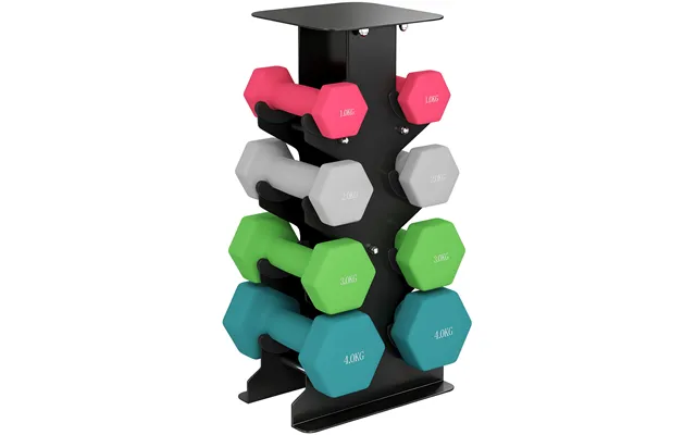 Sportnow Hex Dumbbells Set With Dumbbell Rack - Hand Weights For Home Gym Strength Training