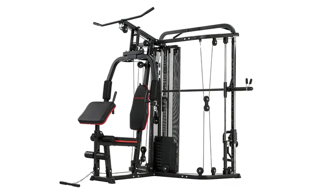 Sportnow Home Multi Gym Smith Machine With 65kg Weight Stack - Cable Pulley System