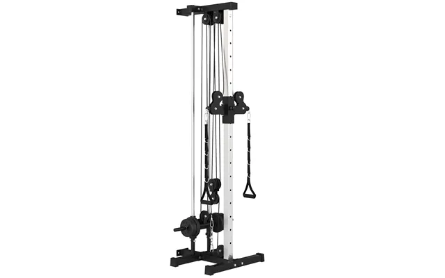 Sportnow Wall Mount Cable Machine - 15 Positions Adjustable Cable Crossover Machine Dual Pulley System For Home Gym