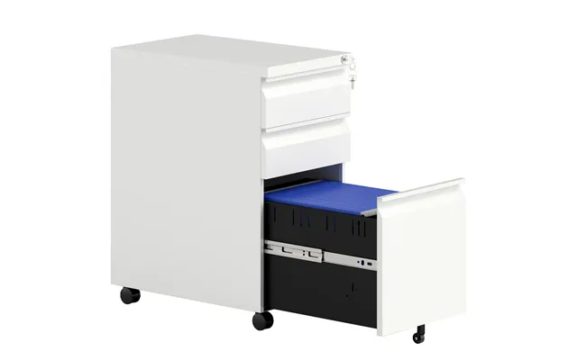 Vinsetto 3-drawer Steel Filing Cabinet With Lock And Wheels - White