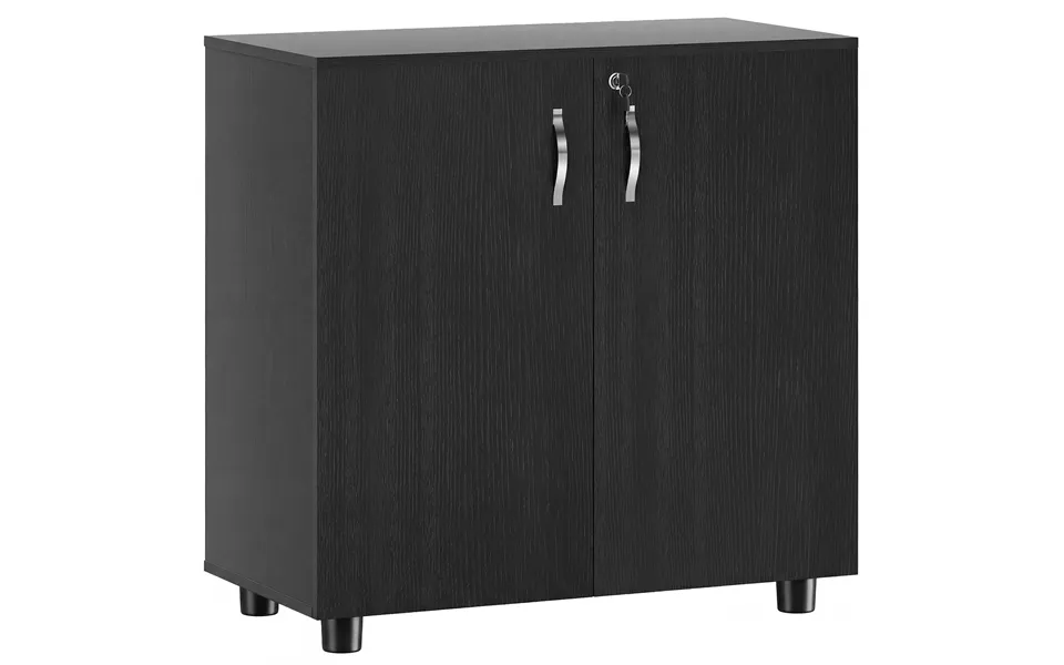 Vinsetto Black Cabinet Lockable File Cabinet With 2-tier & Anti-slip Feet - Storage For Office Equipment