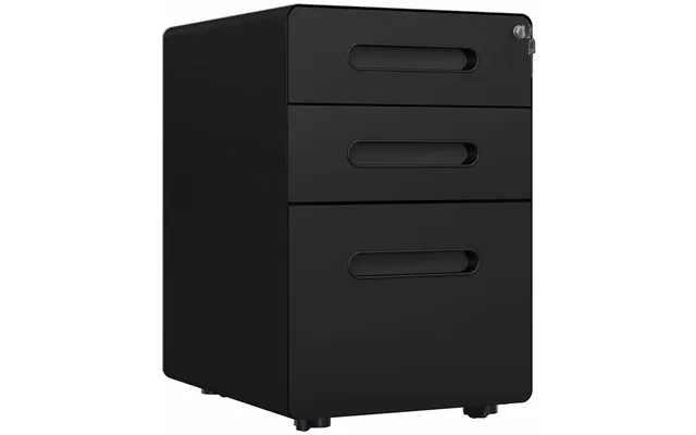 Vinsetto Fully Assembled 3-drawer Mobile File Cabinet Lockable All-metal Rolling Vertical File Cabinet Black