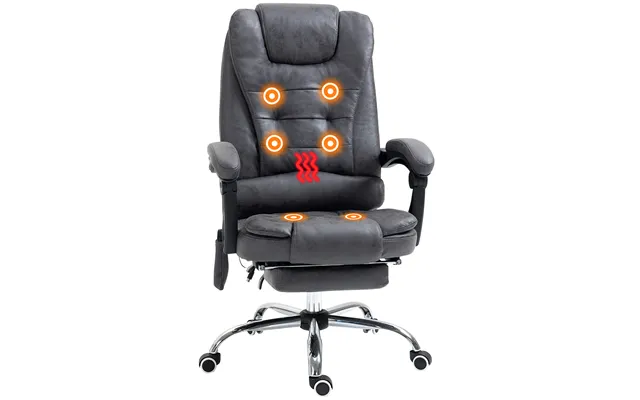 Vinsetto Heated Massage Office Chair Vibration Massage Reclining Adjustable Swivel Ergonomic High Back With Footrest - D