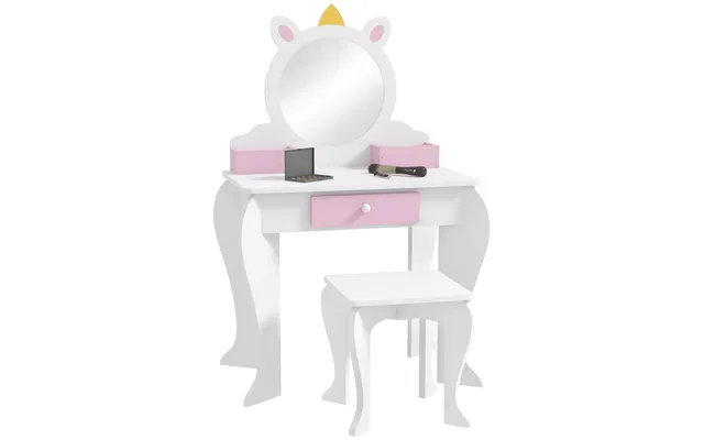 Zonekiz Kids Dressing Table - Unicorn Design With Mirror & Stool