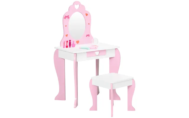 Zonekiz Pink Kids Vanity Set With Dressing Table - Mirror