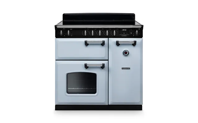 Rangemaster Cl90eipmsb Cm1 Classic 90cm Induction Range Cooker In Misty Blue Chrome Trim