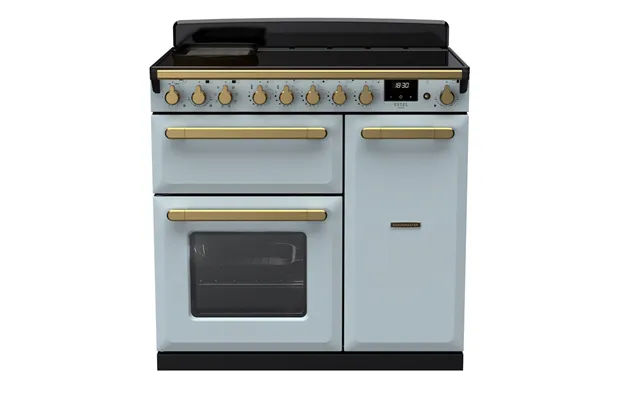 Rangemaster Esdl90eipmsb Ab1 Estel Deluxe 90cm Induction Range Cooker In Misty Blue Brass Trim