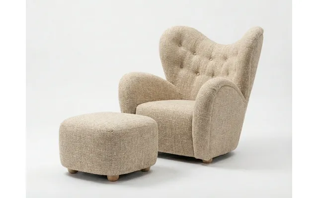 Araco Atelier Teddy Armchair & Footstool With Ollie 3-seater Sofa With Ottoman Wicker Bundle Deal