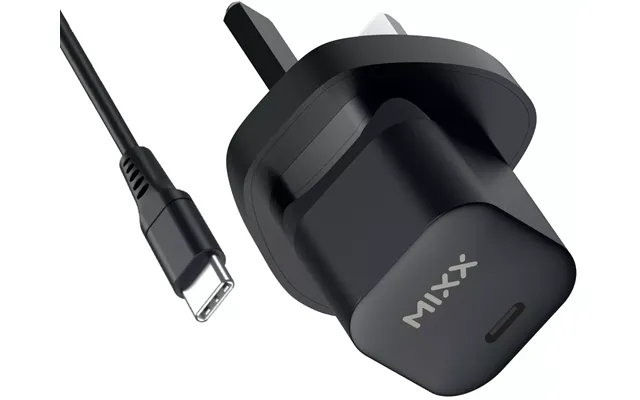 Mixx Single Port Usb C Pd 25w Uk Wall Plug Charger Black With Usb C Cable