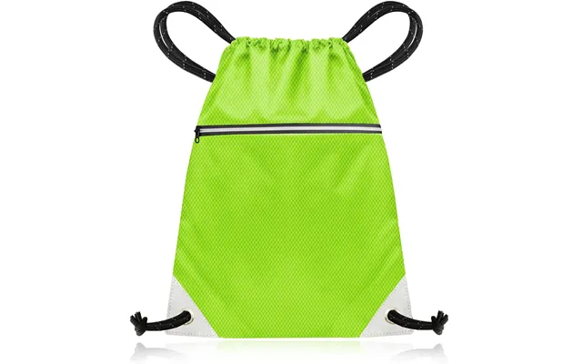 Drawstring Gym Bag From Waterproof Recycled Polyester - Rucksack For Sport, Pe, Swim, Beach, Yoga, Travel Neon Green