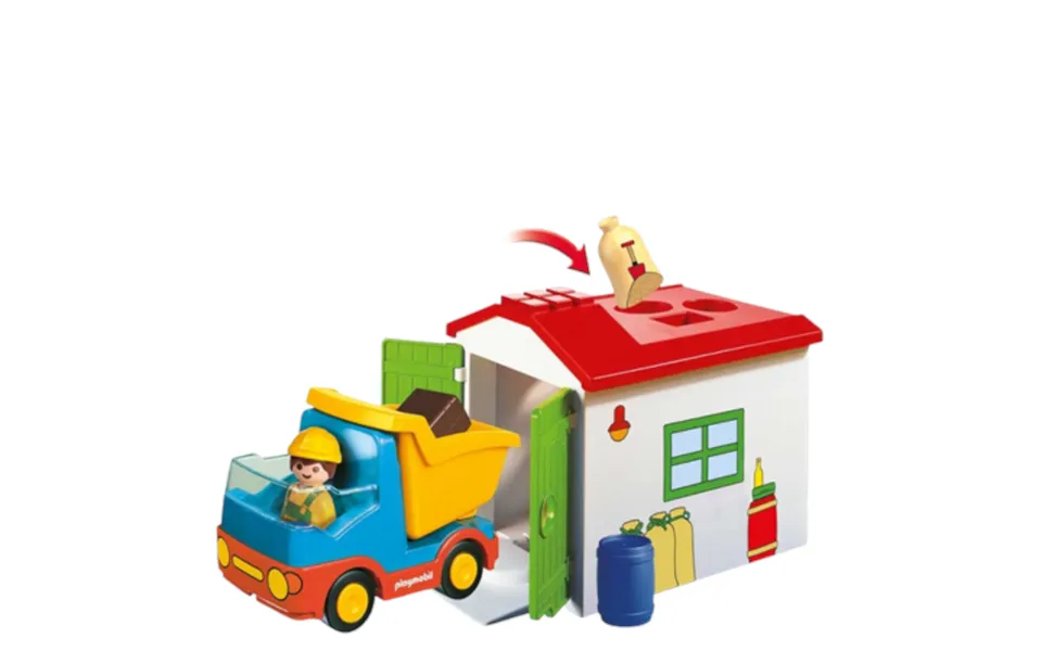 Playmobil 1.2.3 Truck With Fillable Sorting Garage Playset