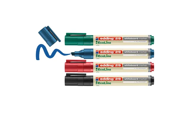 Edding 29 Ecoline Marker 4 Pc S Chisel Tip Black - Blue