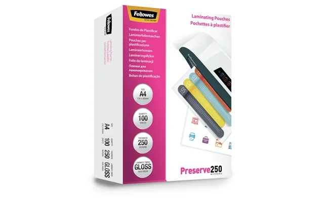 Fellowes A4 Glossy 250 Micron Laminating Pouch - 100 Pack