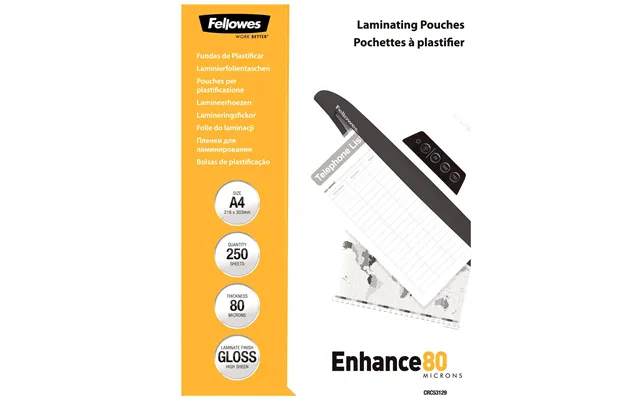 Fellowes A4 Glossy 80 Micron Laminating Pouch