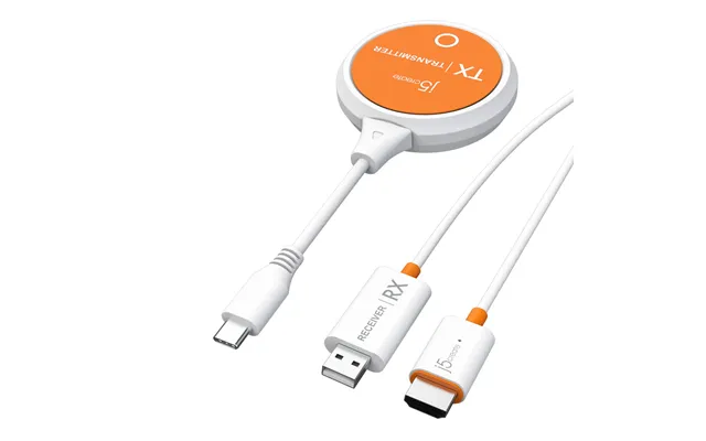 J5create Jvaw62 Screencast Usb-c Wireless Display Hdmi Extender - White And Orange
