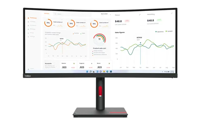 Lenovo Thinkvision T34w-30 Computer Monitor 86.4 Cm 34 3440 X 1440 Pixels Wide Quad Hd Led Black