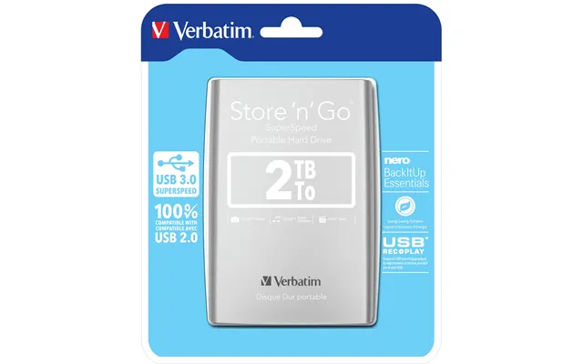 Verbatim Store 'n' Go Usb 3.0 Portable Hard Drive 2tb Silver