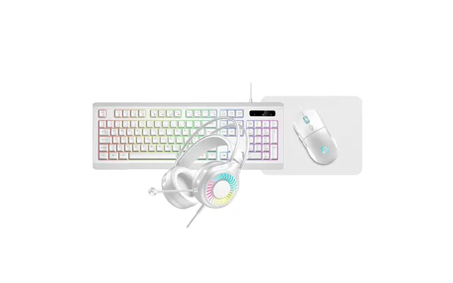 Vida Gamer Wht 4in1 Usb Kb Ms Hs Kit Keyboard Mouse Included Gaming Qwerty Uk English White