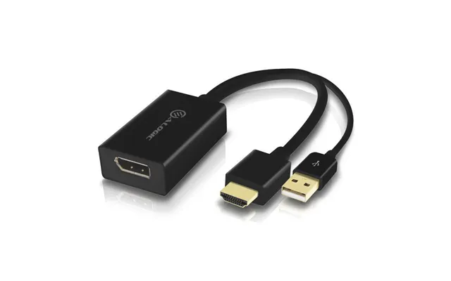 Alogic Hdmi Male To Displayport Female Adapter With Usb Cable For Power - Black
