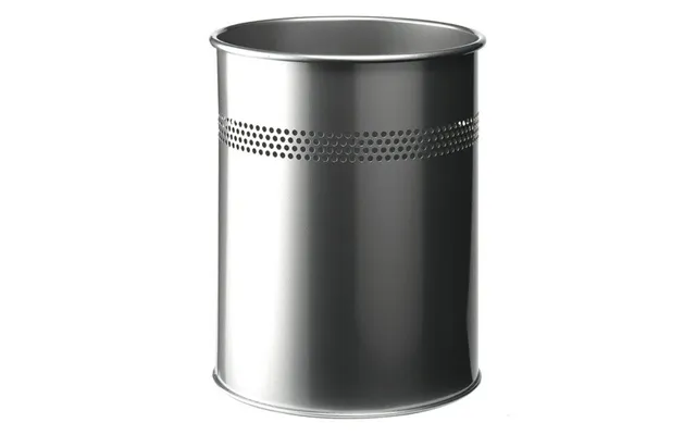 Durable Waste Basket 15 L Round Metal Metallic product image
