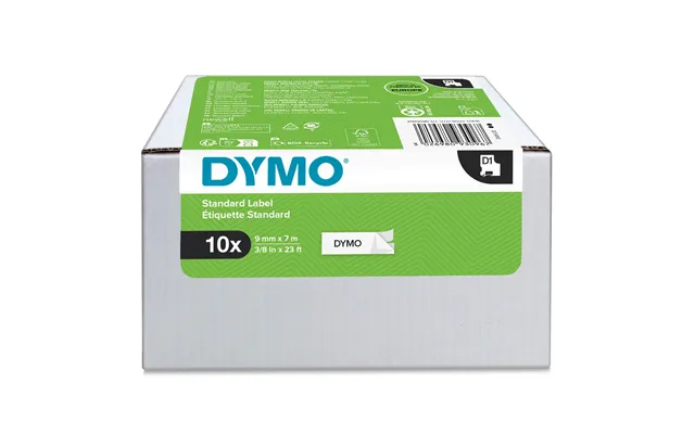 Dymo Authentic D1 Labels 9mm X 7m Roll Black Print On White Self-adhesive Labels For Labelmanager Label Printers 10 Coun