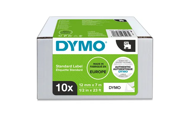 Dymo Authentic D1 Labels Black Print On White 12mm X 7m Self-adhesive Labels For Labelmanager Label Printers 10 Count