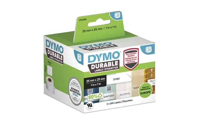 Dymo Authentic Labelwriter Durable Labels 25mm X 25mm White Poly 2 Rolls Of 850 1,700 Self-adhesive Labels High-performa