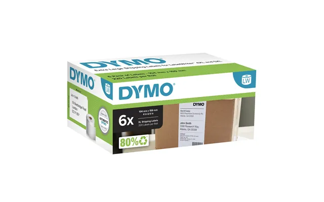 Dymo Authentic Labelwriter Extra Large Shipping Labels 104 Mm X 159 Mm Self Adhesive 6 Rolls Of 220 Easy-peel Labels 1,3