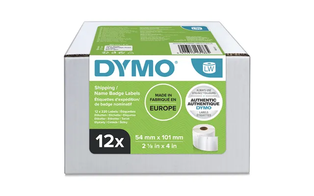 Dymo Authentic Labelwriter Large Shipping Labels Name Badges 54mm X 101mm 12 Rolls Of 220 2,640 Easy-peel Labels Self-ad
