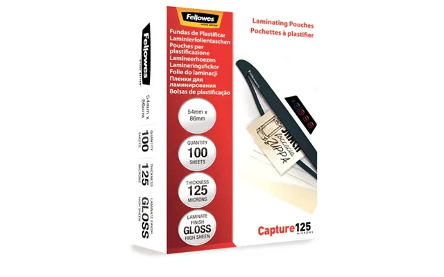 Fellowes Glossy 125 Micron Card Laminating Pouch - 54x86mm