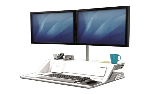 Fellowes Sit Stand Desk Riser - Lotus Dx Height Adjustable Sit Stand Desk Converter With Cable Management & Antibacteria