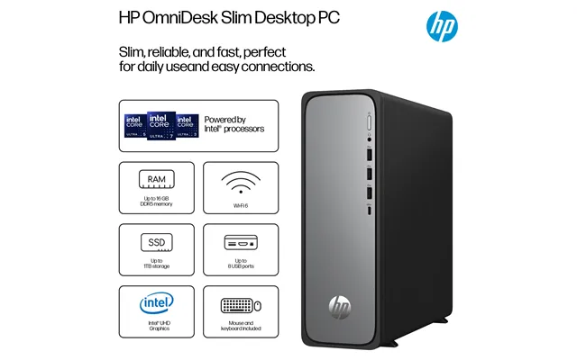 Hp Omnidesk Slim Desktop S03-0023na Pc 300 8 Gb Ddr5-sdram 256 Gb Ssd Windows 11 Home Tower Silver