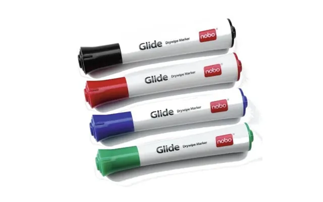 Nobo Glide Whiteboard Pens Bullet Tip 4 Pack